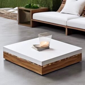 This is a Square Coffee Table, placed on floor beside sofa