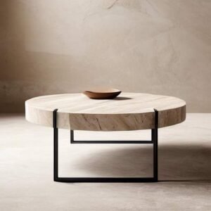 This is a Travertine Coffee Table ,placed in drawing room